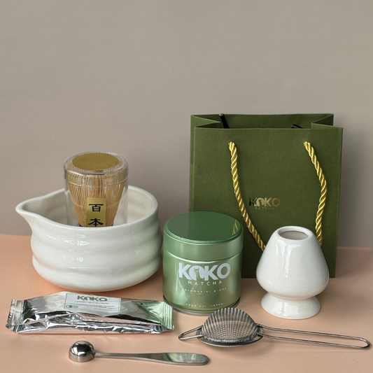 Dárkový matcha ceremony set - bílý se zobáčkem